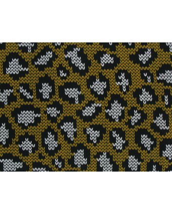 Leopard Knit Print Cotton Jersey, Ochre