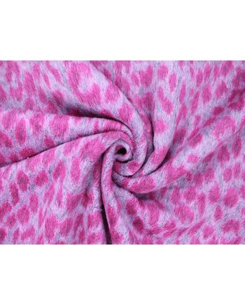 Leopard Spots Brushed Wool Blend, Pink