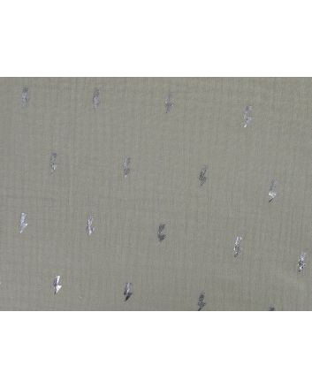 Lightning Bolt Foil Print Double Gauze, Sand
