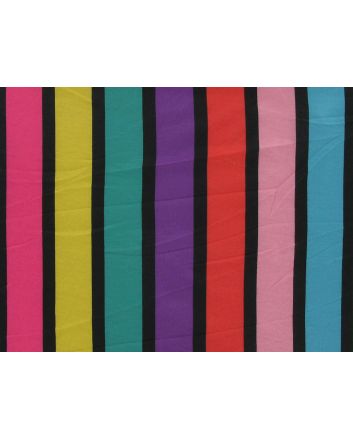 Lightweight Polyester Jersey, 3cm Rainbow Stripe