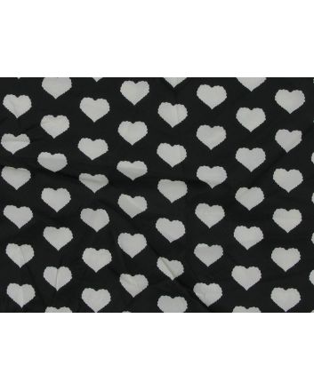 Lightweight Printed Polyester, Monochrome Hearts