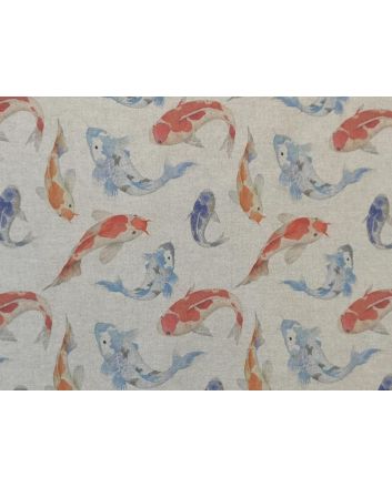 Linen Look Digital Printed Panama Koi Fish