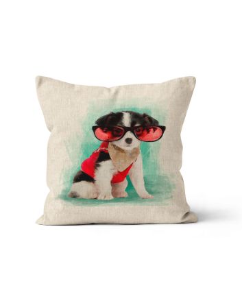 Linen Look Panama Panels, Chihuahua Glasses, Red