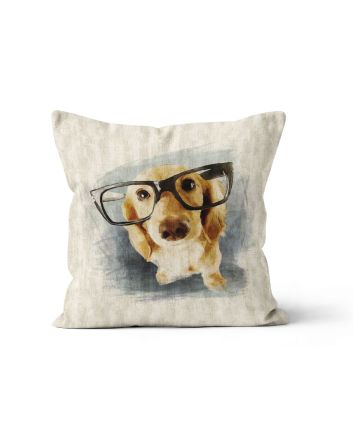 Linen Look Panama Panels, Dachsund Glasses