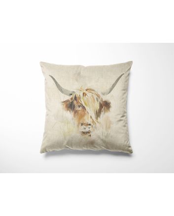 Linen Look Panama Panels, Highland Cow