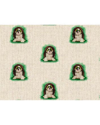 Linen Look Printed Panama, Bulldog Glasses