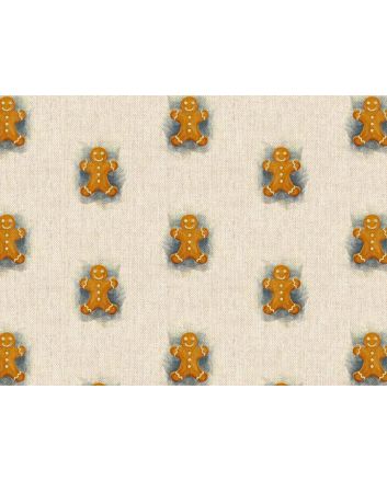 Linen Look Printed Panama, Christmas Gingerbread Man