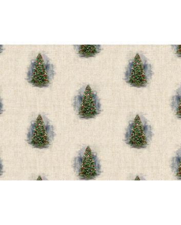Linen Look Printed Panama, Christmas Tree