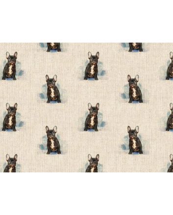 Linen Look Printed Panama, French Bulldog