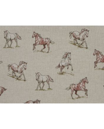 Linen Look Printed Panama, Galloping Mustang