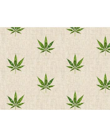Linen Look Printed Panama, Hemp Leaf