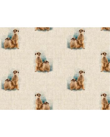 Linen Look Printed Panama, Meerkats