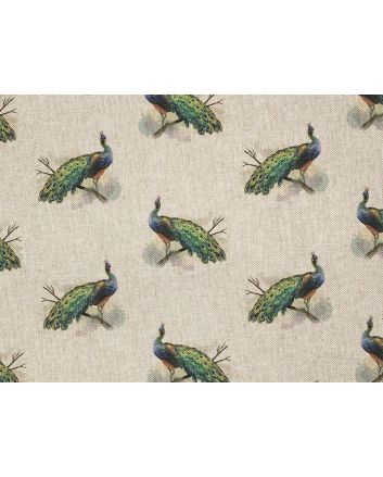 Linen Look Printed Panama, Peacocks
