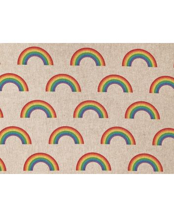 Linen Look Printed Panama, Rainbows, Large