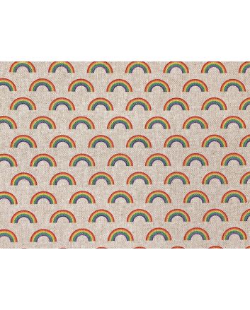Linen Look Printed Panama, Rainbows, Small