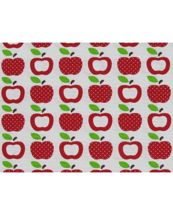Linen Look Printed Panama, Retro Apple Red