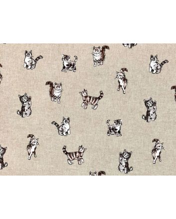 Linen Look Printed Panama, Shabby Cats