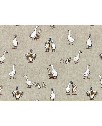 Linen Look Printed Panama, Shabby Ducks
