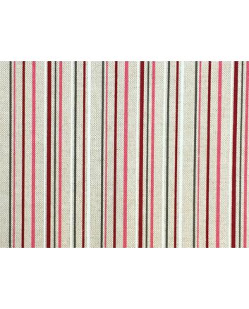 Linen Look Printed Panama, Stripe, Berry