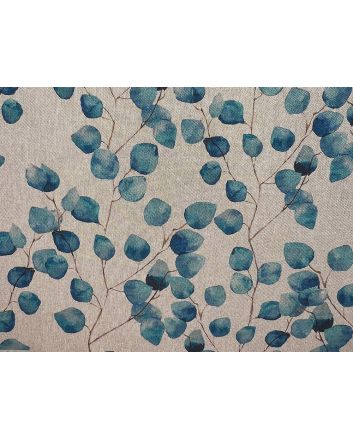 Linen Look Printed Panama, Watercolour Leaves, Teal