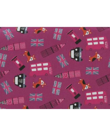 London Town Cotton Poplin Print, Wine