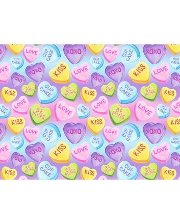 Love Hearts Cotton Print, Purple