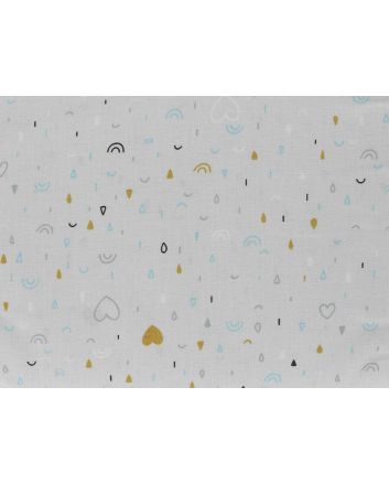 Love Rain Doodle Cotton Print, Blue