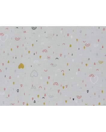 Love Rain Doodle Cotton Print, Brick