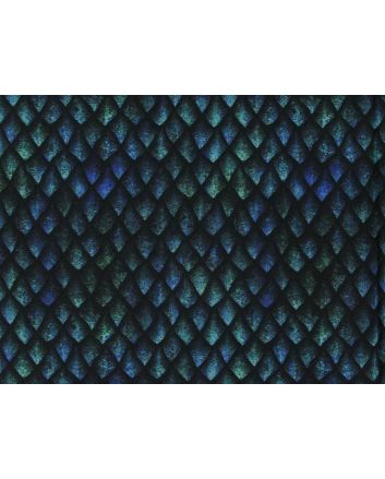 Magic Dragon Scales Cotton Print, Ocean Blue