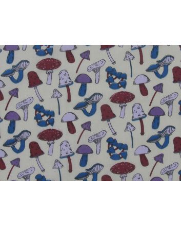Magical Mushrooms Polycotton Print, Cream