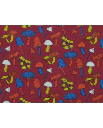 Magical Mushrooms Polycotton Print, Wine