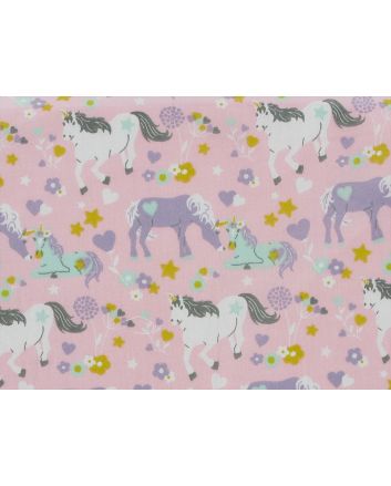 Magical Unicorn Family Polycotton Print, Pink