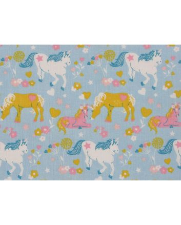 Magical Unicorn Family Polycotton Print, Sky