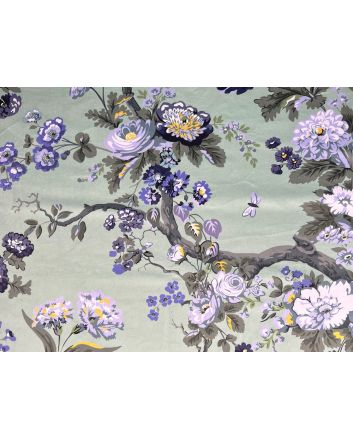 Magnolia Printed Velvet, China Blue