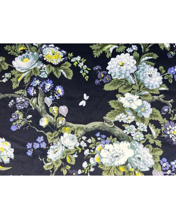 Magnolia Printed Velvet, Navy