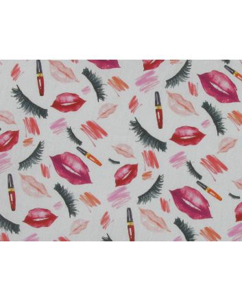 Make-up Time Cotton Print, Whiteq