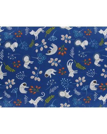 Masai Wildlife Cotton Print, Royal