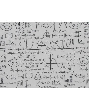 Maths Notation Cotton Print, White