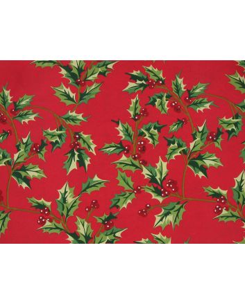 Maxi Christmas Holly Organic GOTS Cotton Poplin, Red