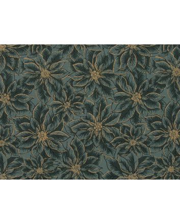 Maxi Golden Ponsettia Cotton Poplin Print, Green