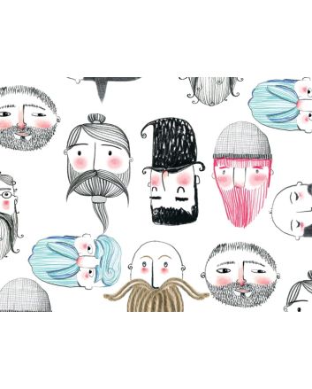 Mens Grooming Cotton Print, Bearded Faces