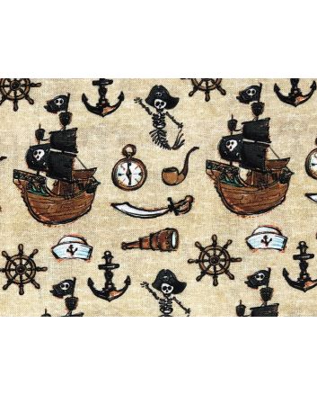 Merboys Cotton Print, Mini Adventure, Pirate Ship