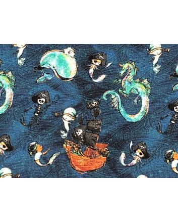 Merboys Cotton Print, Pirate Adventure, Dark