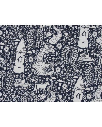 Mermaid Forest Polycotton Enchanted, Navy