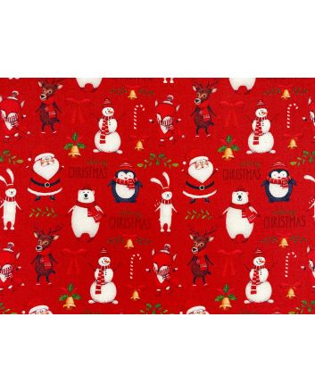 Merry Christmas Friends Cotton Print, Red