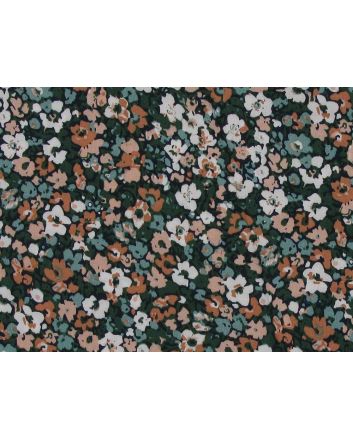 Merry Daisy Field Soft Viscose Poplin, Dark Green