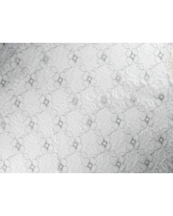 Metallic Flower Nylon Lace - White and Silver