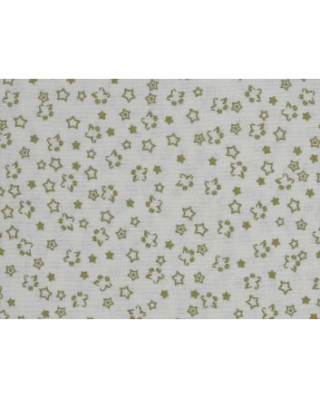 Metallic Foil Christmas Cotton, Twinkle Stars, Ivory