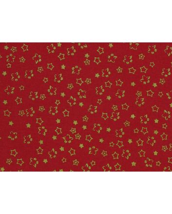 Metallic Foil Christmas Cotton, Twinkle Stars, Red