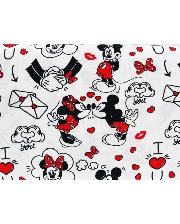 Mickey and Minnie Love Letters Cotton Print